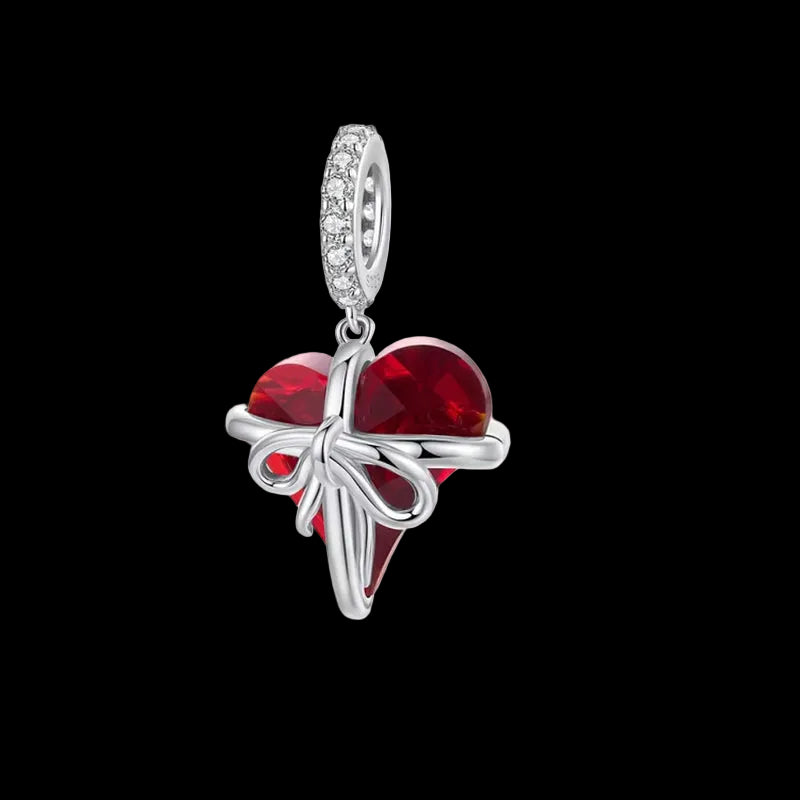 Custom Red Plata 925 Sterling Silver Heart Pendant Charm Bulk Gift Valentine Jewelry Making Necklace Diy Bracelet Glass Charms