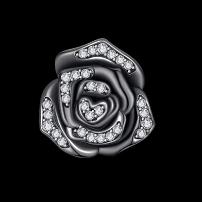 Custom Black Plata 925 Sterling Silver Bracelet Beads Charm Halloween 5A Zircon Gold Plated Diy Jewelry Gothic 3D Flower Charms