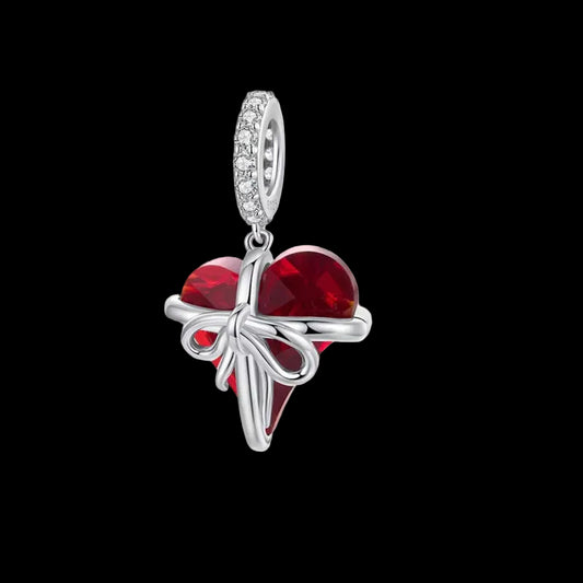 Custom Red Plata 925 Sterling Silver Heart Pendant Charm Bulk Gift Valentine Jewelry Making Necklace Diy Bracelet Glass Charms