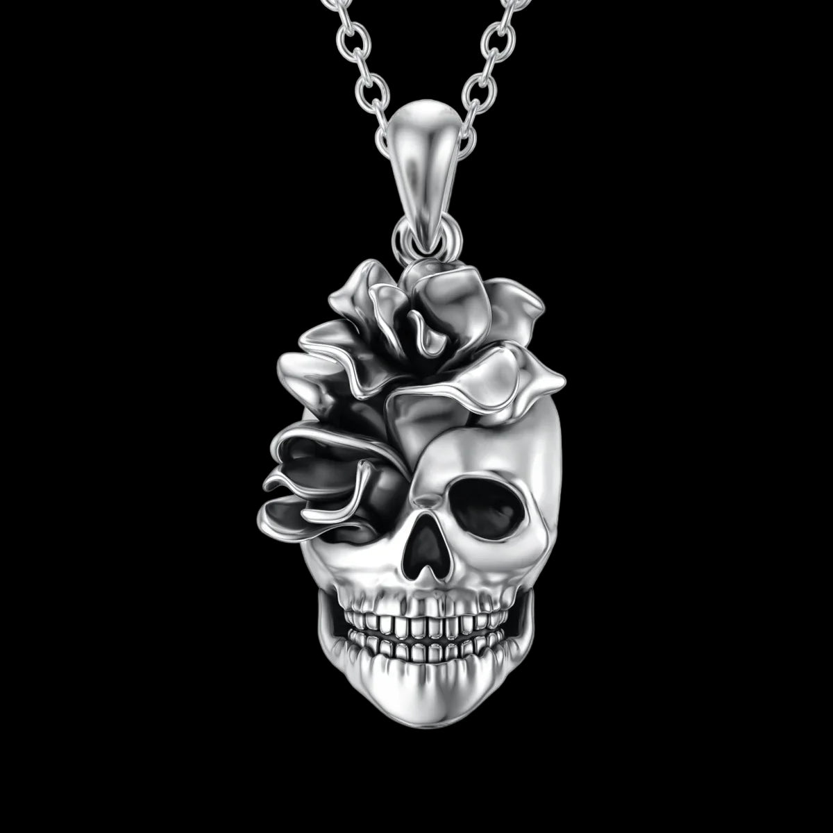Skull with rose necklace